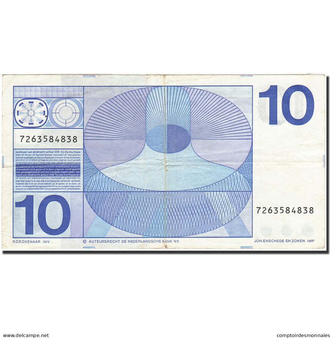 Billet, Pays-Bas, 10 Gulden, 1966-1972, 1968-04-25, KM:91b, TTB - 10 Florín Holandés (gulden)