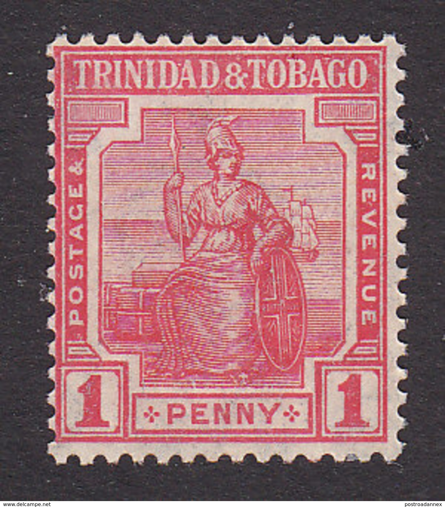 Trinidad And Tobago, Scott #13, Mint Hinged, Britannia, Issued 1921 - Trinidad & Tobago (...-1961)