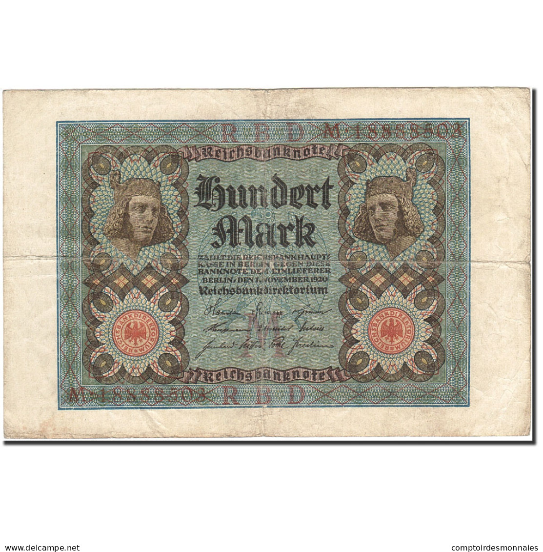 Billet, Allemagne, 100 Mark, 1920, 1920-11-01, KM:69a, TB - 100 Mark