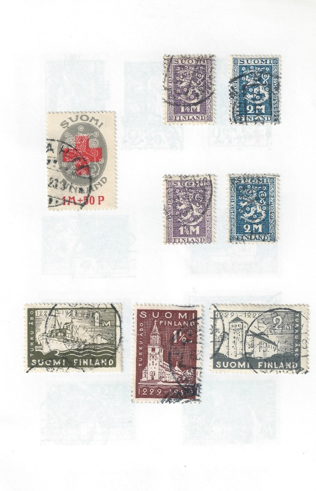 FINLAND Vintage National Philatelic Society Approval Book Containing 9 Pages Of Stamps 1930/1940 - Used Stamps