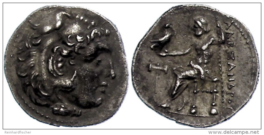 Makedonien, Myalasa?, Drachme (4,00g), 300-280 V. Chr., Alexander III., Av: Herakleskopf Mit L&ouml;wenfell Nach... - Autres & Non Classés