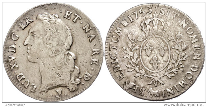 Ecu Au Bandeau Du Bearn, 1753, Louis XV., Pau, Gadoury 322a, Justiert, Ss.  SsEuropean Currency Unit Au Bandeau... - Autres & Non Classés