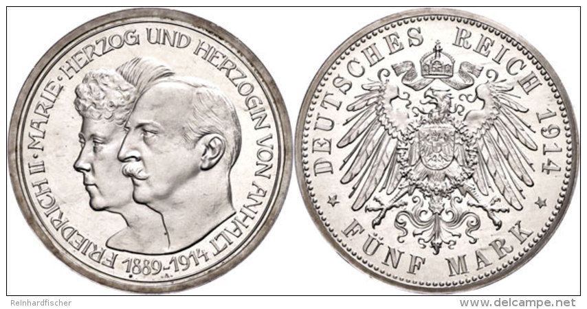 5 Mark, 1914, Friedrich II., Auf Die Silberne Hochzeit, Wz. Kratzer, PP., Katalog: J. 25 PP5 Mark, 1914,... - Other & Unclassified