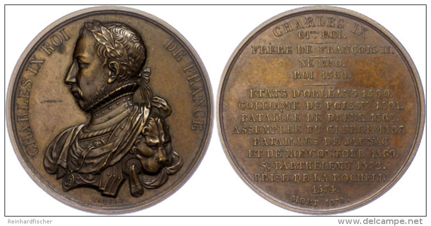 Frankreich, Bronzemedaille (Dm. Ca. 51,50mm, Ca. 58,19g), 1835, Von F. Caque, Auf Charles IX. Av: Brustbild Nach... - Autres & Non Classés