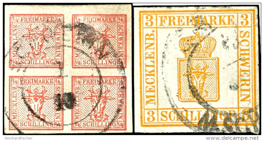 4/4 S. Und 3 S. Je Tadellos Gestempelt Und Allseits Voll- Bis Breitrandig, Mi. 235,--, Katalog: 1+2 O4 / 4 S.... - Mecklenbourg-Schwerin