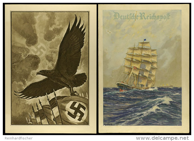 1933/36, 2 Schmuckblattelegramme Gebraucht Mit Kleinen Einschr&auml;nkungen: "Adler &uuml;ber Hakenkreuzflagge" Und... - Autres & Non Classés