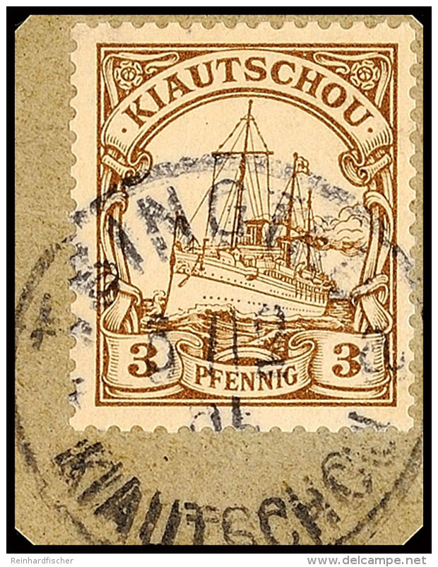 TSINGTAU A 5/12 05, Arge Type 10 A, Klar Auf Briefst&uuml;ck 3 Pf. Kaiseryacht, Katalog: 5 BSTSINGTAU A 5 / 12... - Kiauchau