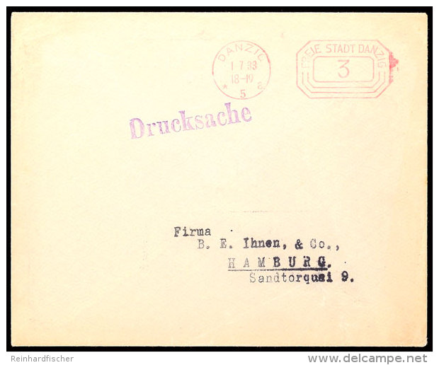 DANZIG * 5 A 1.7.33 FREIE STADT DANZIG 3, Post-Freistempel Auf Drucksache Nach Hamburg  BFGdansk * 5 A 1. 7. 33... - Autres & Non Classés