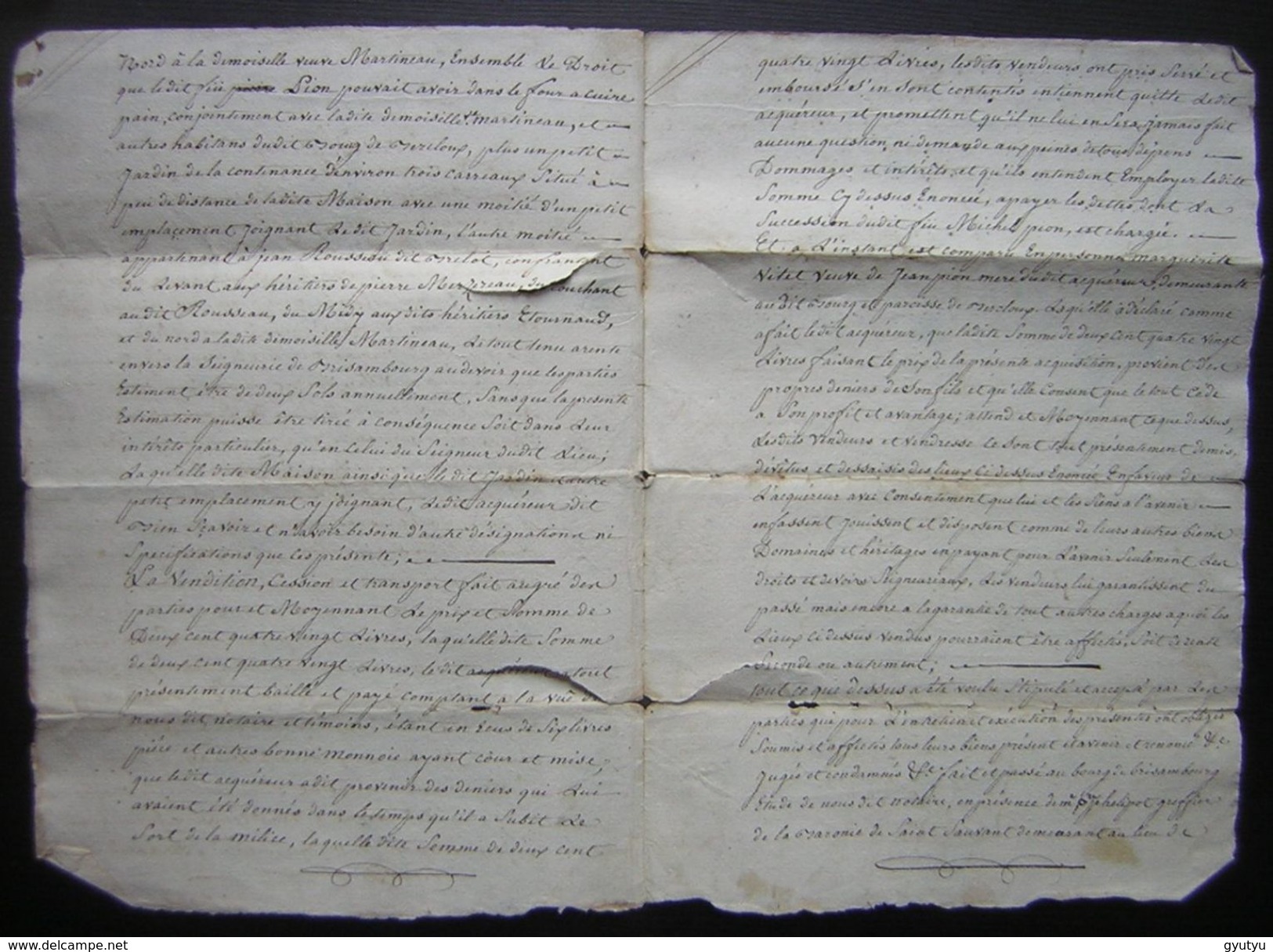 1784 Brisambourg  (Charente), Vente Par Jean Rousseau Louis Martin Et Marie Jeanne Pion , Cachet République??? - Manuscrits