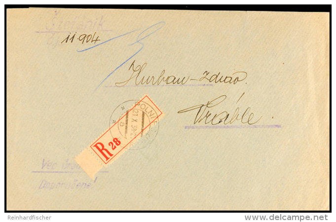1938, Einschreiben-Feldpostbrief Mit Blanko-R-Zettel Zwischen 2 Einheiten Unter Decknahmen Aus Der Slowakei Mit... - Autres & Non Classés