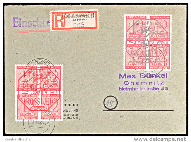 4x12 Pf., Beide 4er-Blocks A. R.-Brief Nach Chemnitz, Not-R.-Zettel, Tadellos, Rs. Ank.-Stpl., Katalog: 1/2... - Autres & Non Classés