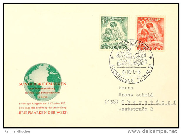 10 Pfg Und 20 Pfg Tag Der Briefmarke 1951 Auf Amtl. FDC Mit Ersttagssonderstempel "BERLIN 07.10.51", Tadellos, Mi.... - Autres & Non Classés