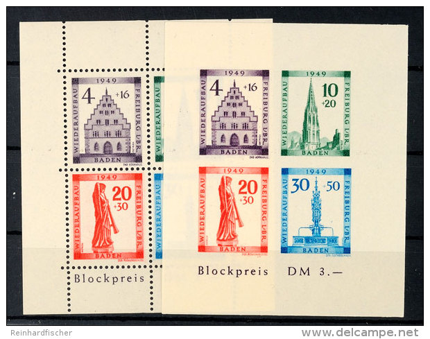 Freiburg-Blockpaar Tadellos Postfrisch, Mi. 150.-, Katalog: Bl.1AB **Freiburg Souvenir Sheet Pair In Perfect... - Autres & Non Classés