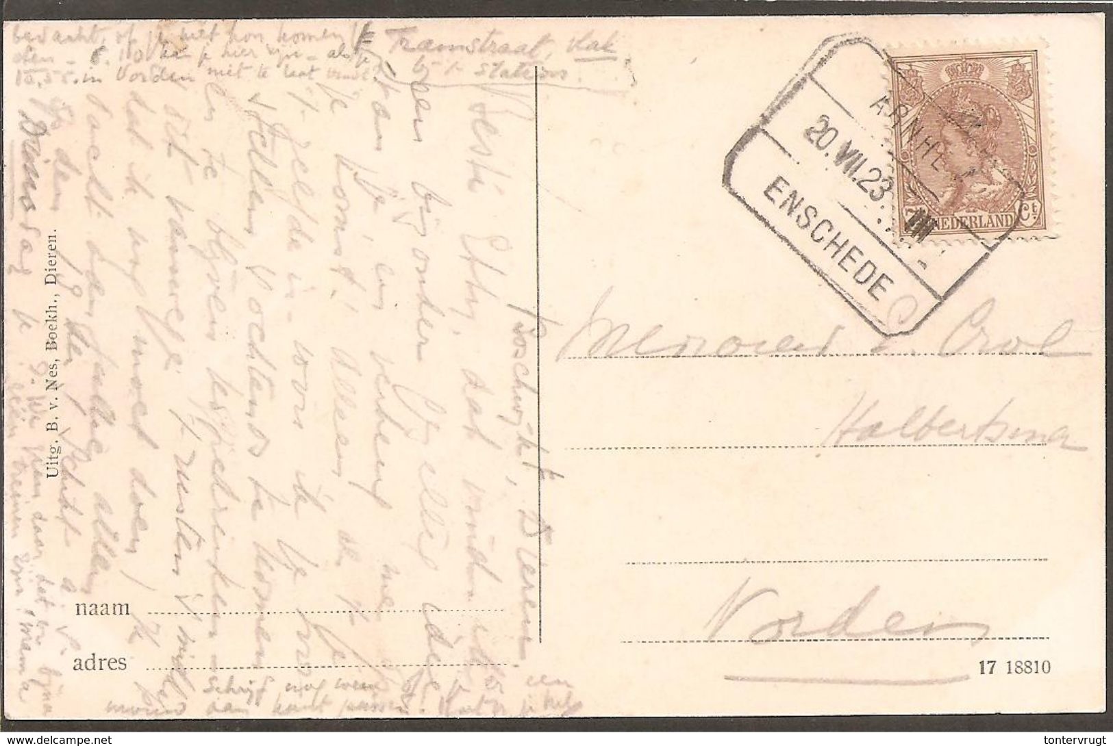 Blokstempel. Arnhem-Enschede III. SP 20. Anzicht Naarden - Storia Postale