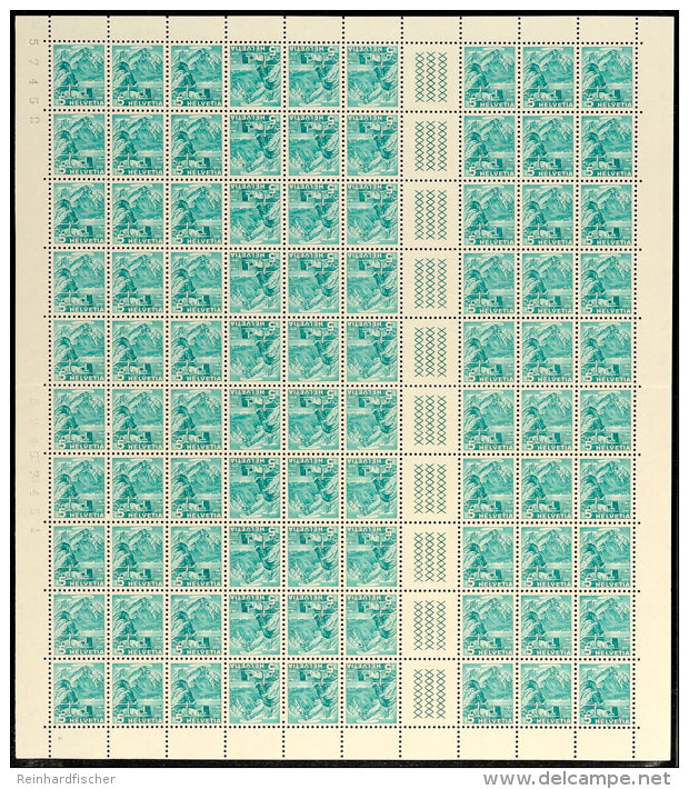 5 Rp. Landschaften 1937, Zwischensteg Mit 3 Kreuzreihen, Postfrisch, Mittig Waager. Gefaltet, Mi. 400,-, Katalog:... - Carnets