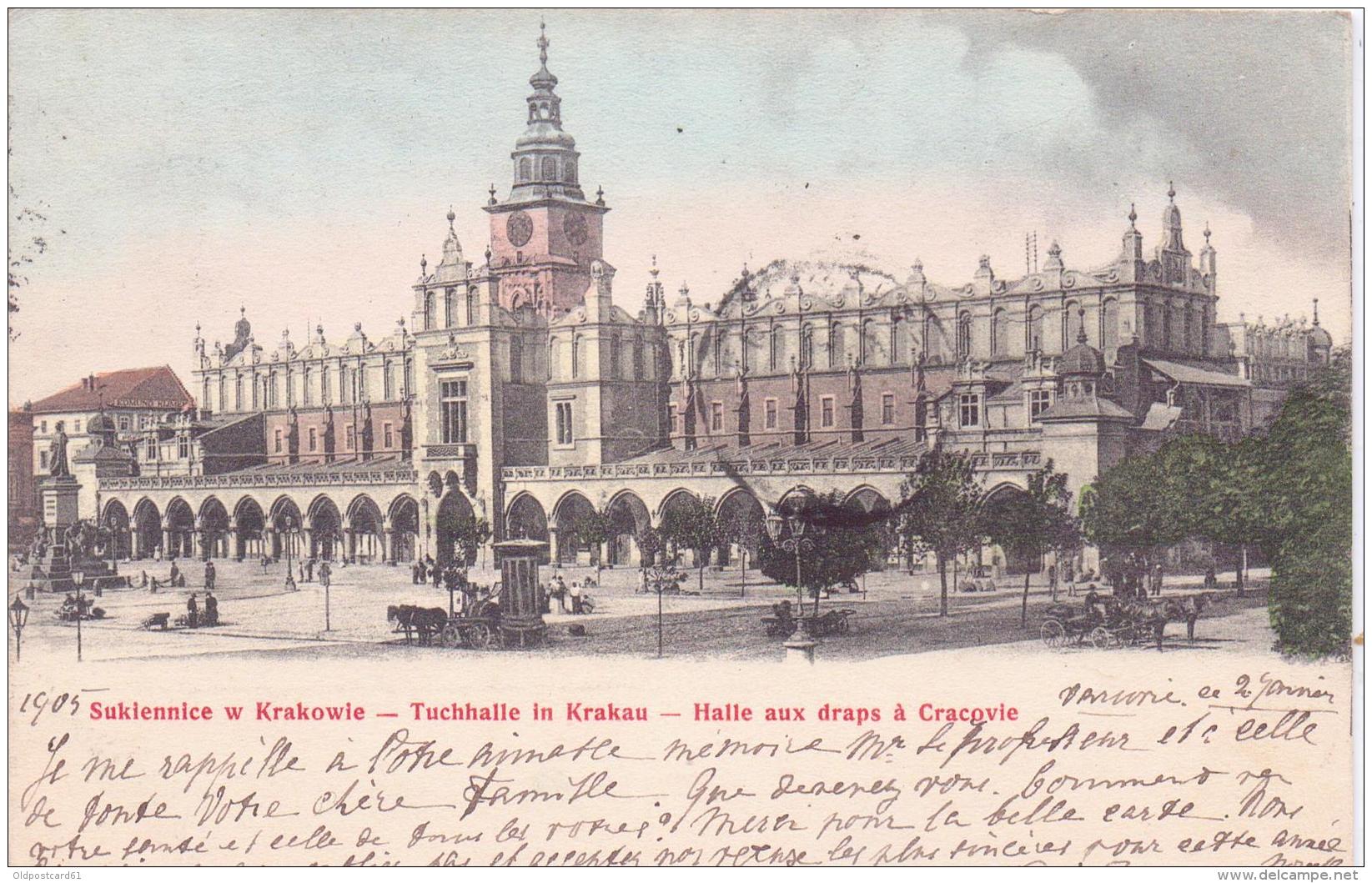 ALTE AK   KRAKAU / Polen  - Tuchhalle - Gelaufen Mit Russ. Marke &amp; Russ. Poststempel Von Warschau 1905 - Pologne