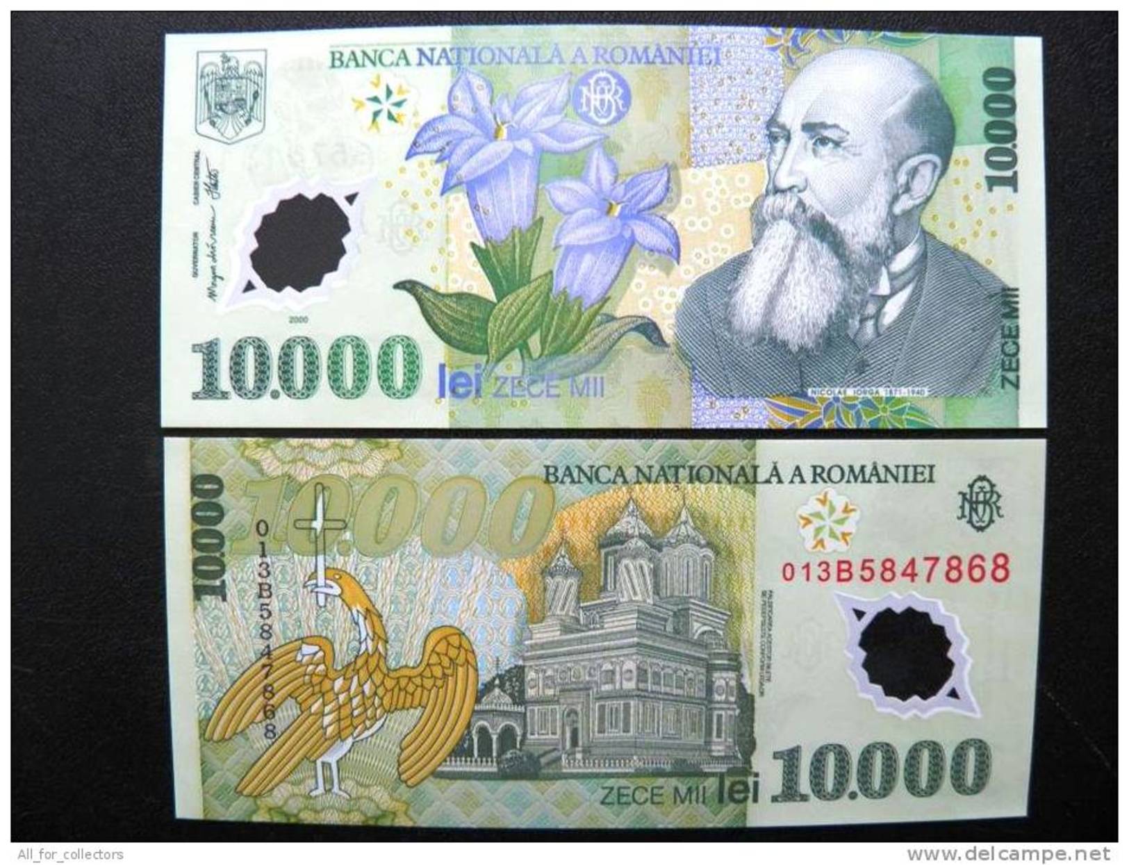 UNC Banknote From Romania #112 10,000 Lei 2000, Flowers Church Bird, Polymer Plastic - Rumania