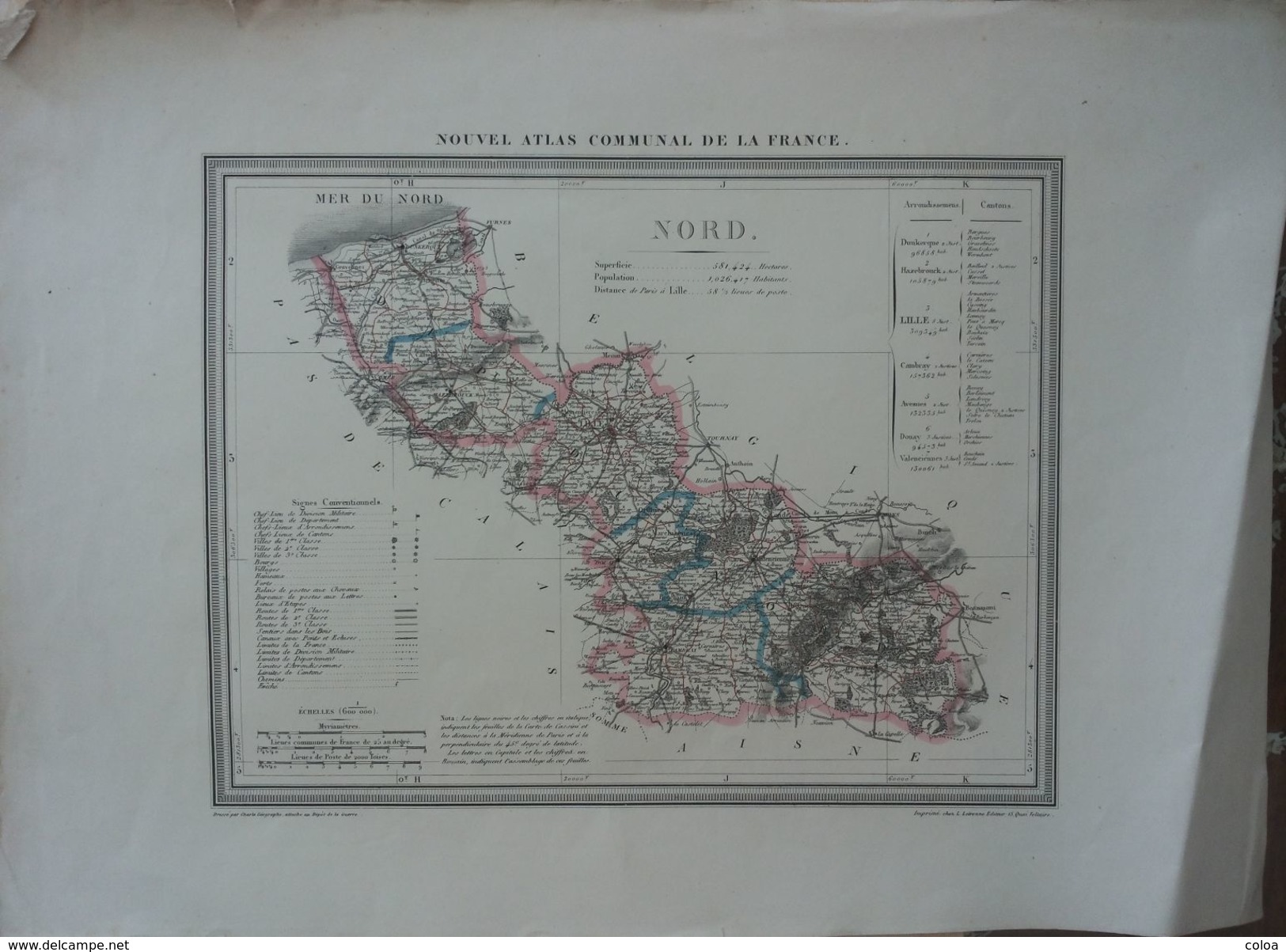 Nouvel Atlas Communal De La France Letronne 1839 Le Département Du Nord - Cartes Géographiques