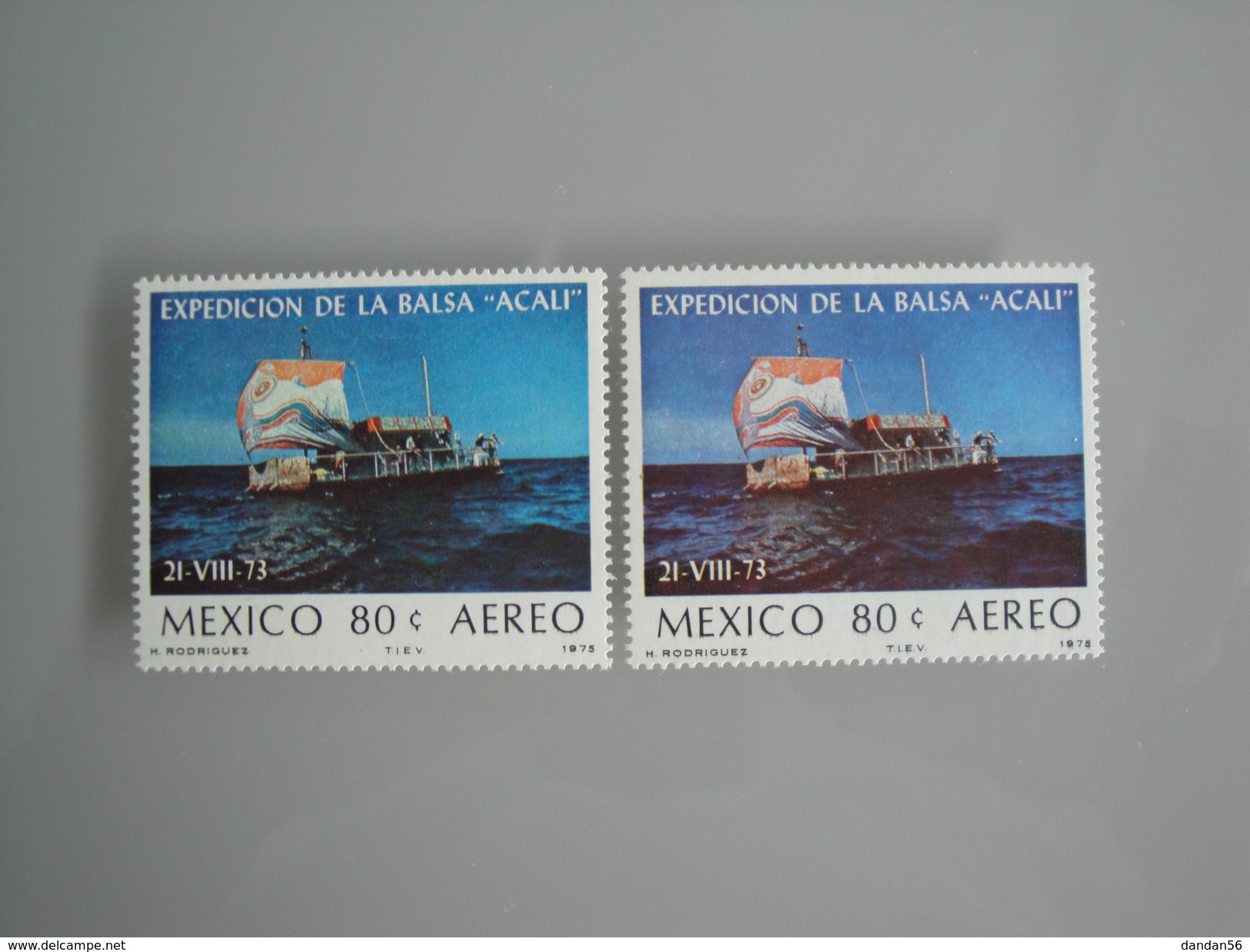 1975 Mexique Yvert  PA 381 **  Bateaux  Ships Scott Xx Michel 1458 SG 1331 Balsa Acali Différence De Couleurs - Mexique