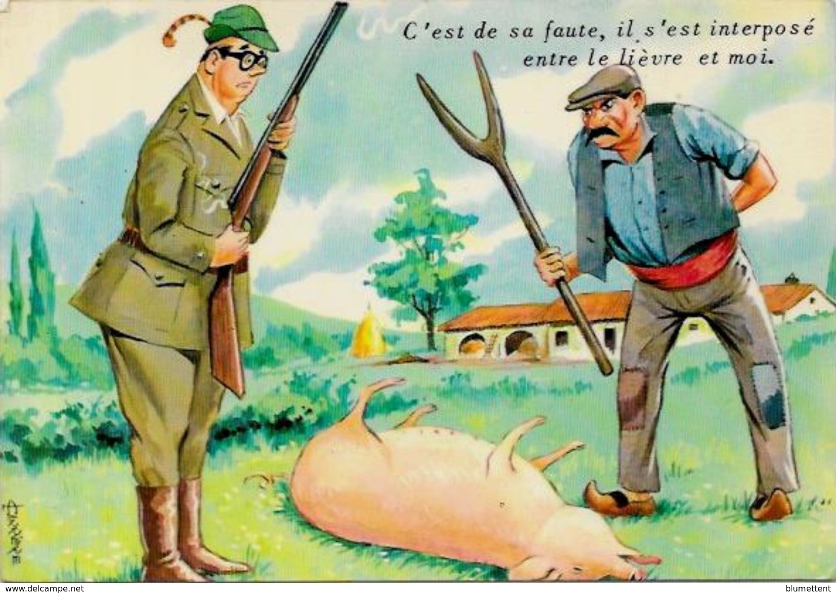 CPSM Louis Carrière Chasse à Tir Chasseur Non Circulé Photochrom 50357 Cochon - Carrière, Louis