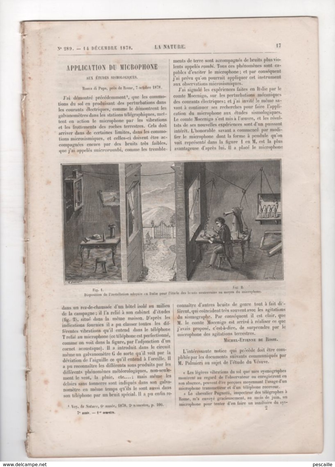 LA NATURE 14 12 1878 - MICROPHONE SISMOLOGIE - BOURDONNEMENT INSECTES - CHEVAL - ECLAIRAGE ELECTRIQUE PARIS - JAVA - 1850 - 1899