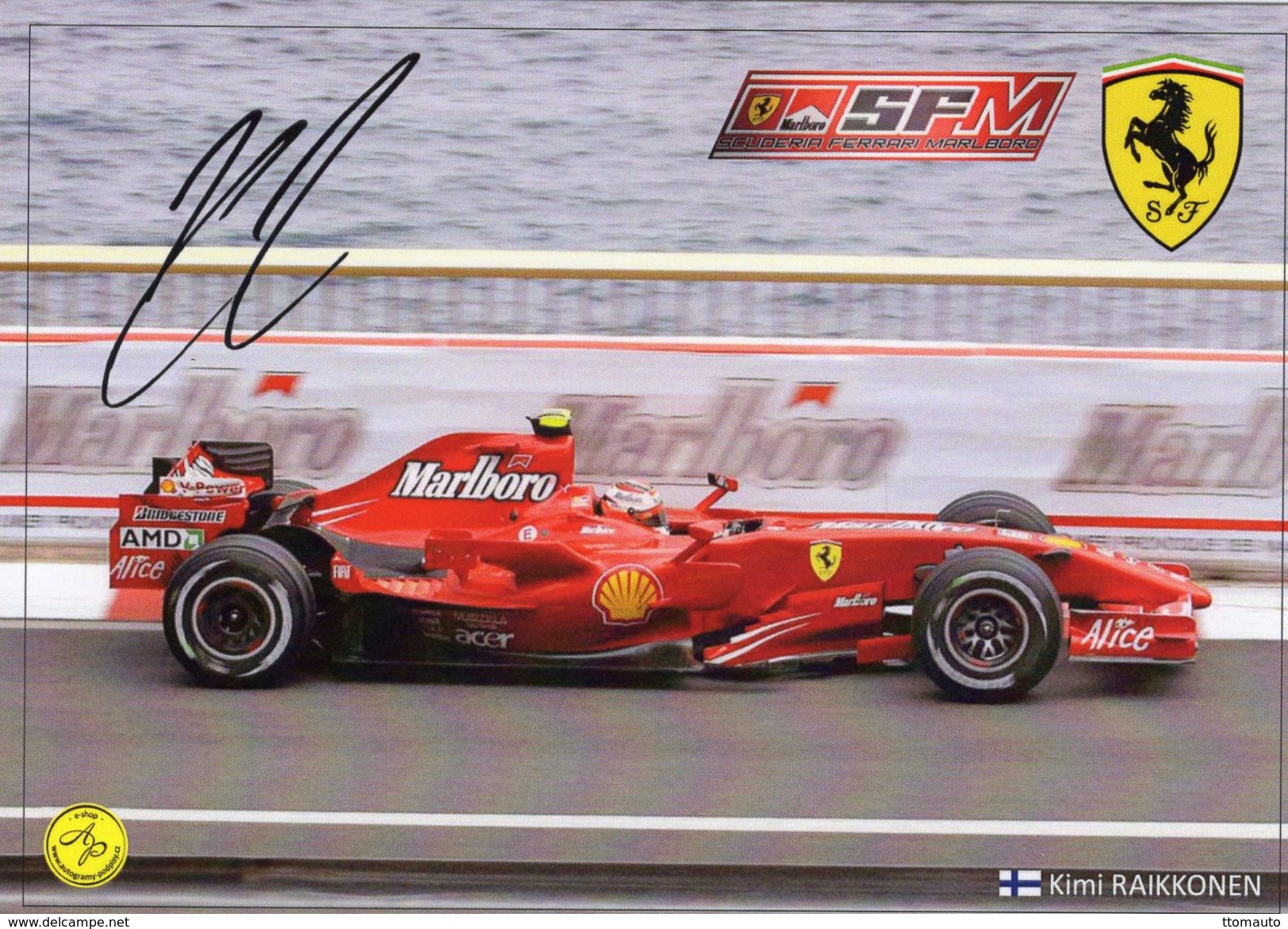 Grand Prix/F1 2007  -  Kimi Raikkonen -  Ferrari F1-2007   -  Carte Promo (signée) - Grand Prix / F1