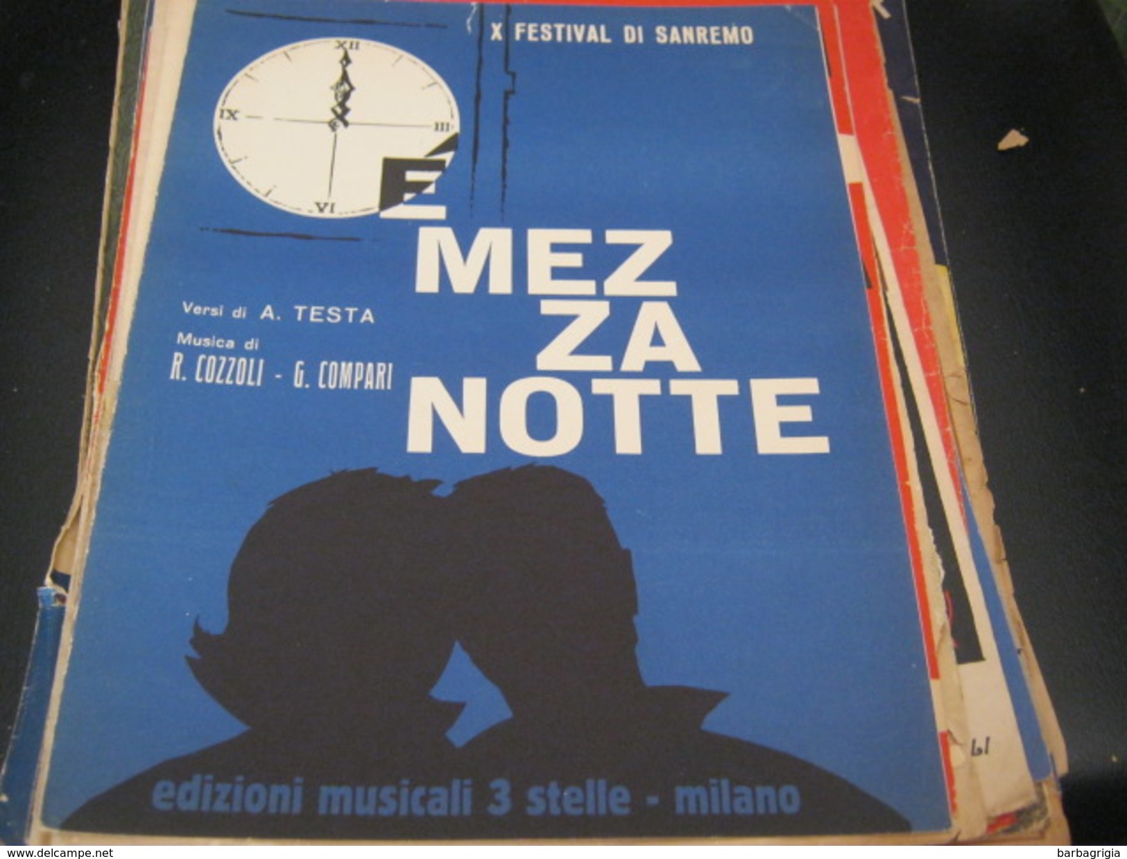 SPARTITO"E' MEZZANOTTE" X FESTIVAL DI SANREMO -EDIZIONI MUSICALI 3 STELLE - Spartiti
