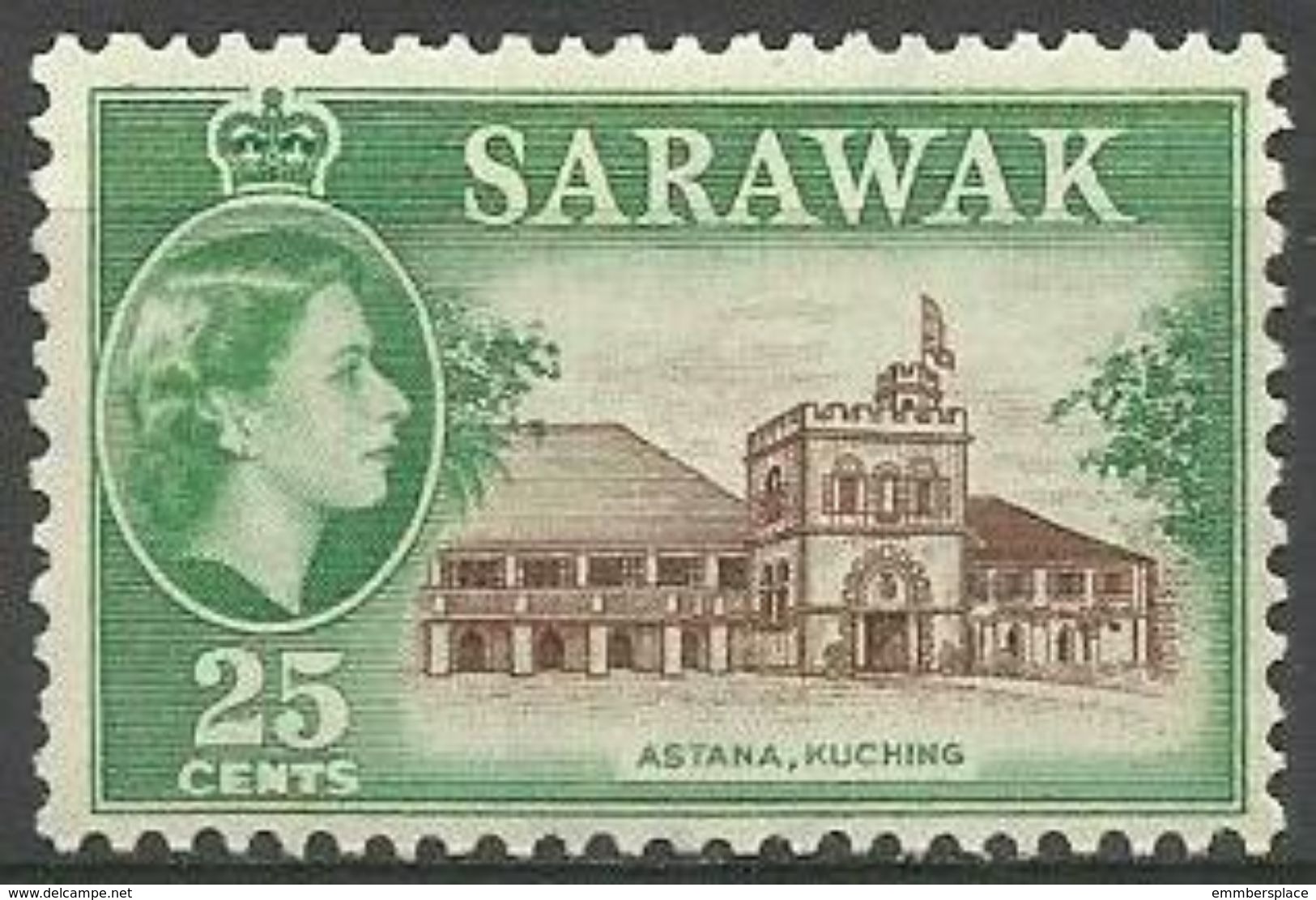 Sarawak - 1955 Astana, Kuching 25c MLH    Sc 206 - Sarawak (...-1963)