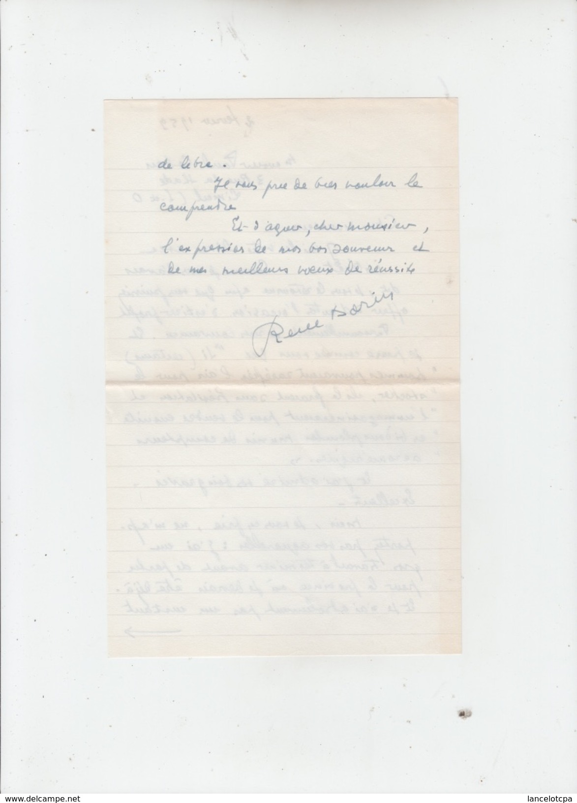 LETTRE AUTOGRAPHE De RENE DORIN Dramaturge Et Chansonnier à PAUL COBAN Poëte - Other & Unclassified