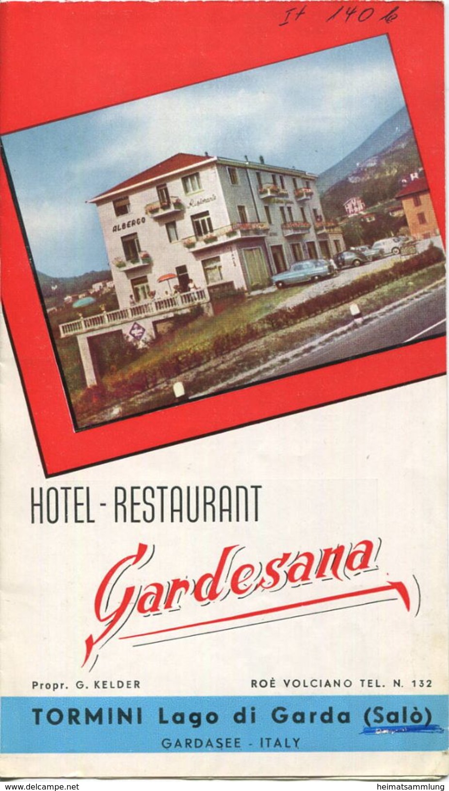 Italien - Tormini Salo - Hotel Restaurant Gardesana Propr. G. Kelder - Faltblatt Mit 7 Abbildungen - Reiseprospekte
