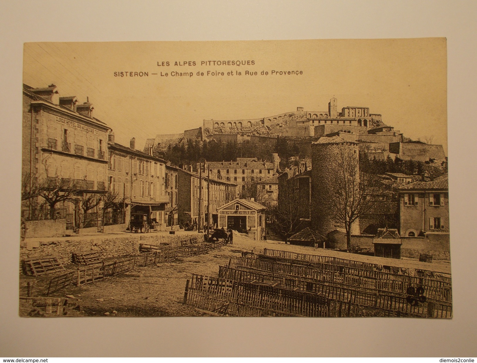 Carte Postale -  SISTERON (04) - Le Champ De Foire Et La Rue De Provence (1428) - Sisteron