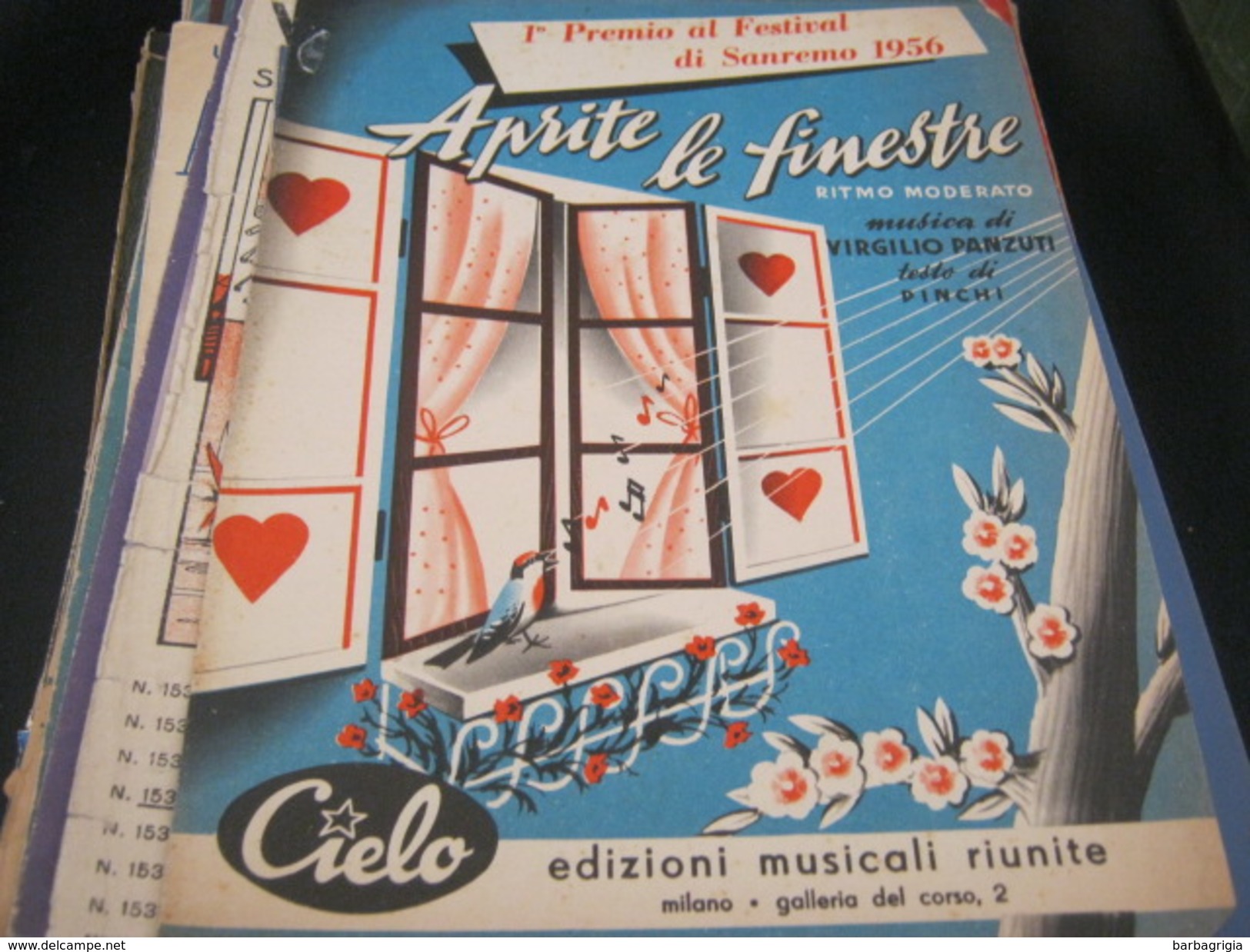 SPARTITO "APRITE LE FINESTRE" SANREMO 1956 - Spartiti