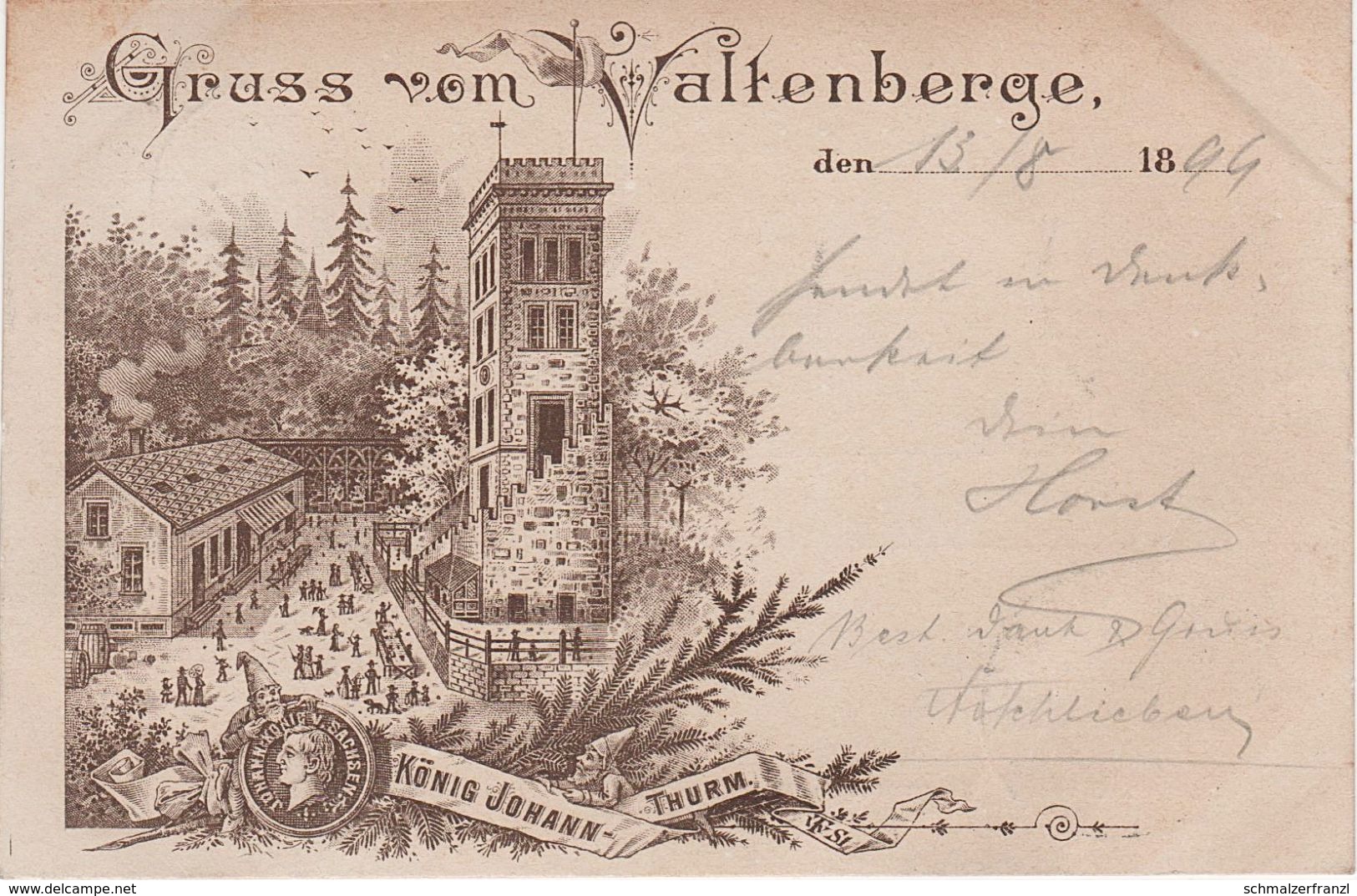 Vorläufer Litho AK Gruß Valtenberg Gasthof Baude König Johann Turm A Neustadt Neukirch Hohwald Langburkersdorf Schmölln - Hohwald (Sachsen)