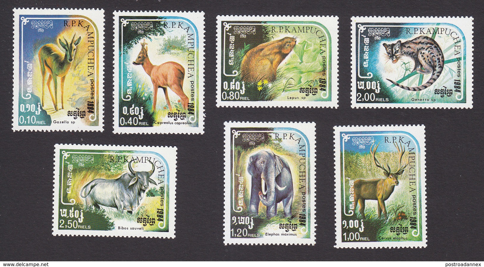Cambodia, Scott #533-539, Mint Hinged, Wild Animals, Issued 1984 - Cambodja