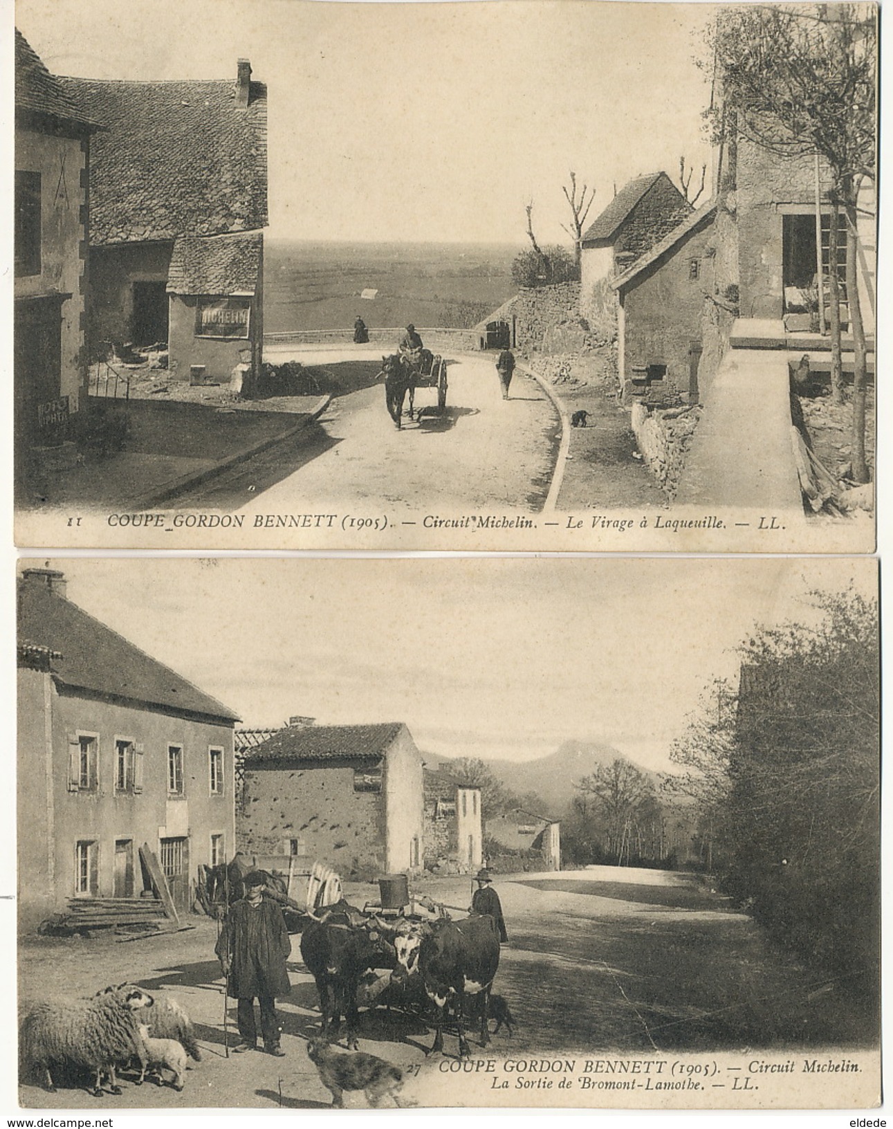 Coupe Gordon Bennett 1905 Circuit Michelin 2 CP Virage Laqueuille Et Sorie Bromont Lamothe Attelage Boeuf CP Gondolée - Sonstige & Ohne Zuordnung