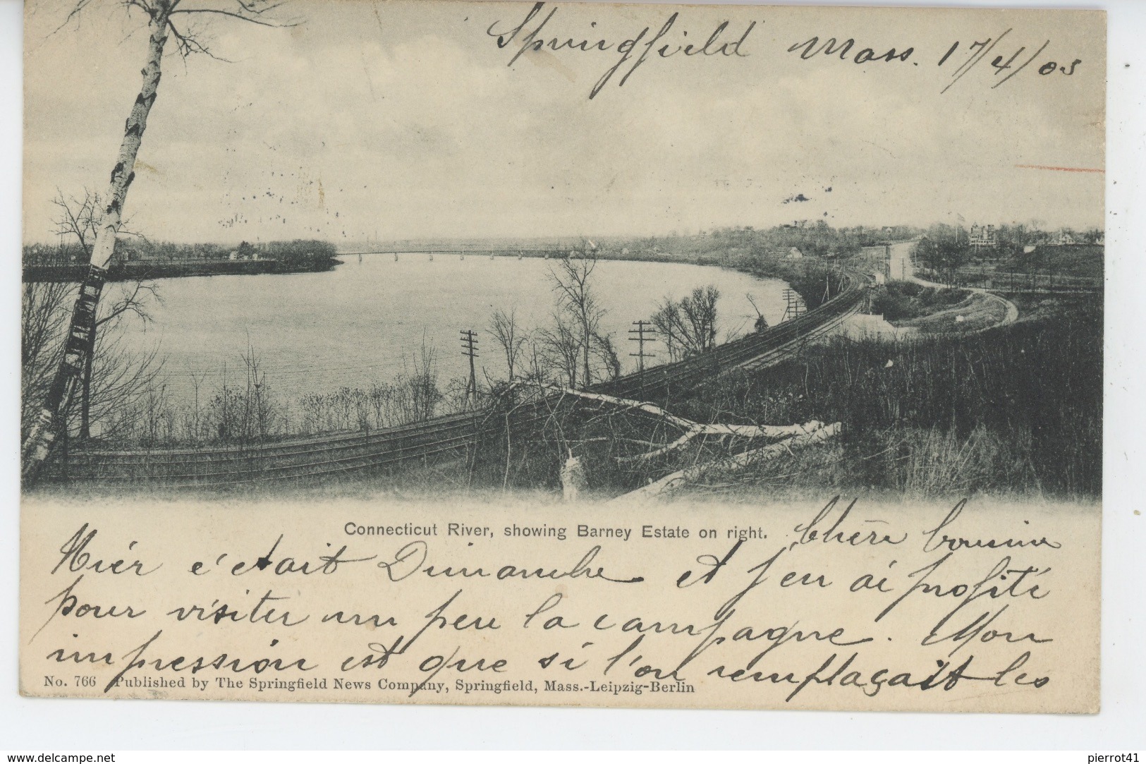 U.S.A. - MASSACHUSETTS - SPRINGFIELD - Connecticut River Showing Barney Estate On Right - Springfield
