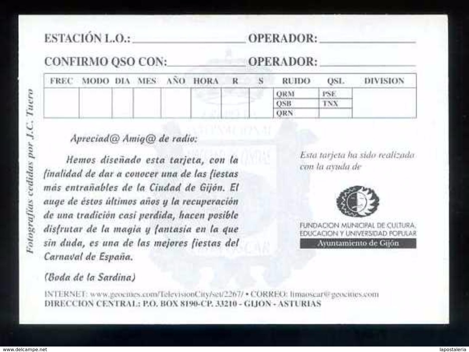 España. Gijón. Radioaficionado *QSL Especial Carnaval Antroxu...* Lote 7 Diferentes. Ver Dorsos. - Radio Amateur