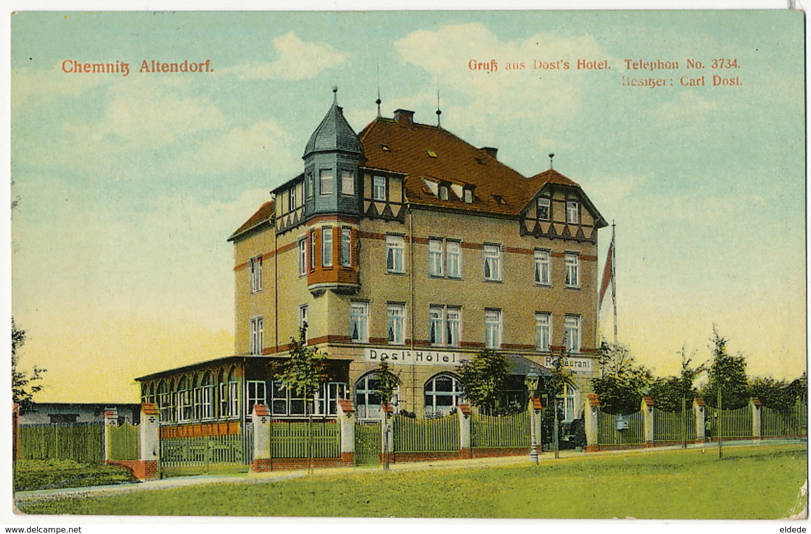 Chemnitz  Altendorf Gruss Aus Dost's Hotel  Sent To Prisoner Camp In Rabat Maroc Morocco  Camp Prisonnier Allemands - Gersdorf