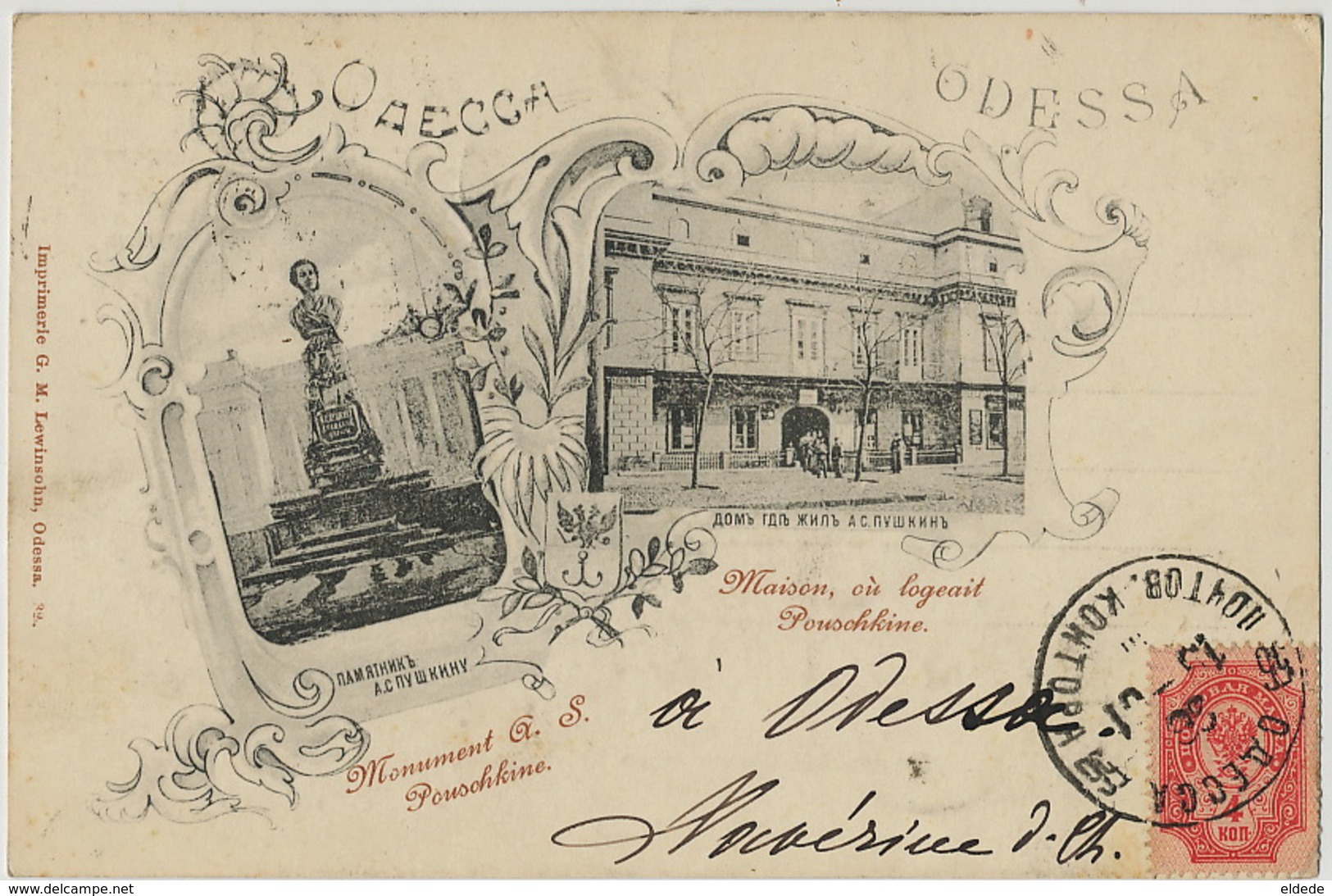 Odessa  P. Used 1901 To Hesdin  Edit Lewinsohn Pouschkine - Ukraine