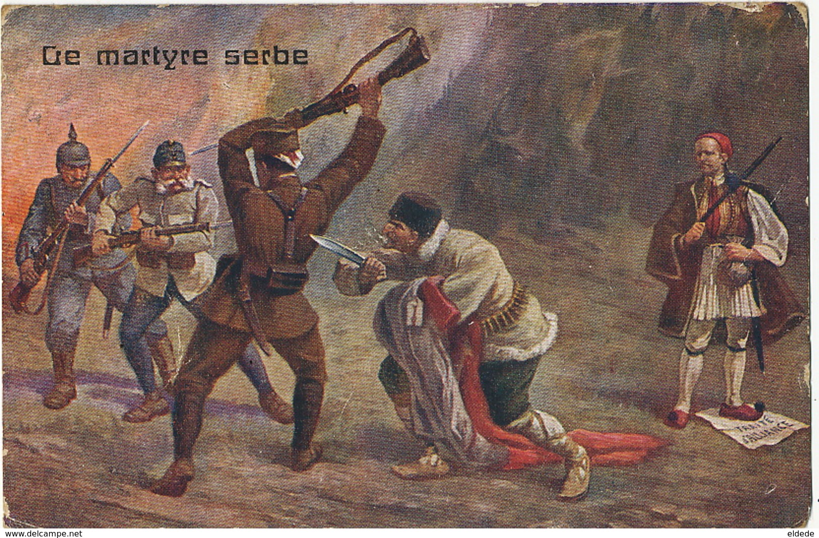 Le Martyre Serbe Poignardé Dans Le Dos Par Allié.  Grec Observateur Kaiser Et Franz Josef - Serbie