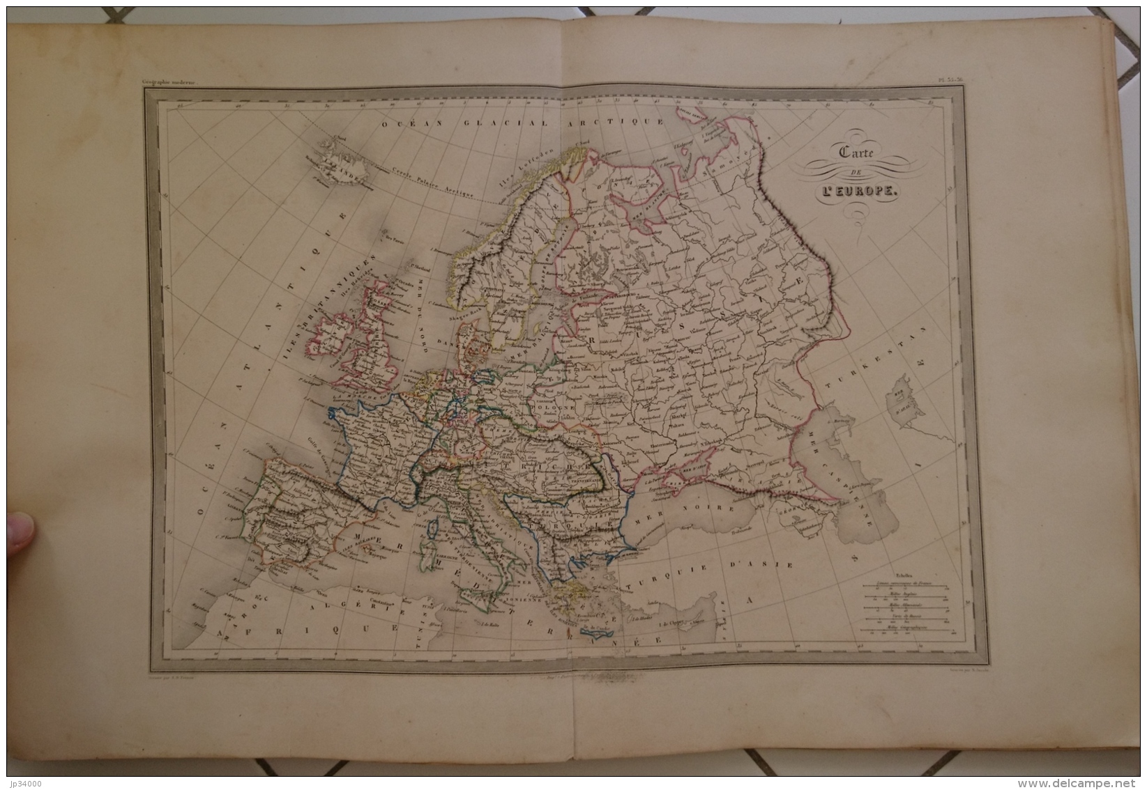 CARTE GEOGRAPHIQUE ANCIENNE: CARTE DE L'EUROPE (garantie Authentique. Epoque 19 Eme Siecle) - Cartes Géographiques