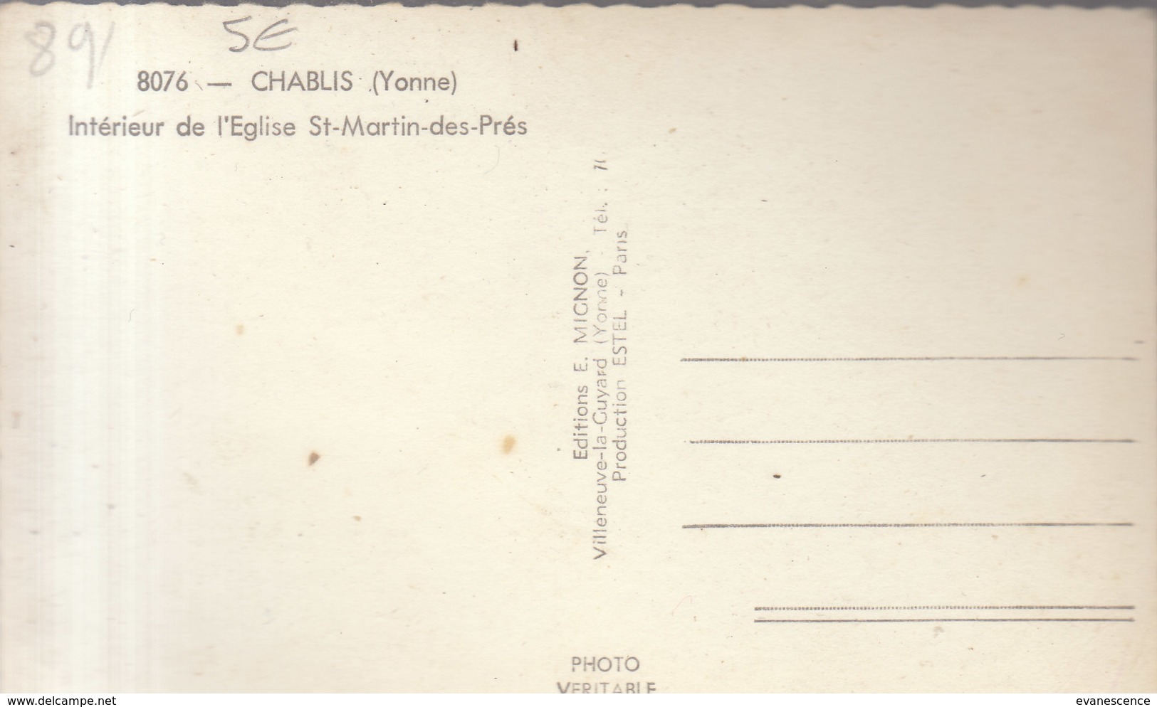 89 CHABLIS      ////   REF   JUIN 17  ////   BO 89 - Chablis