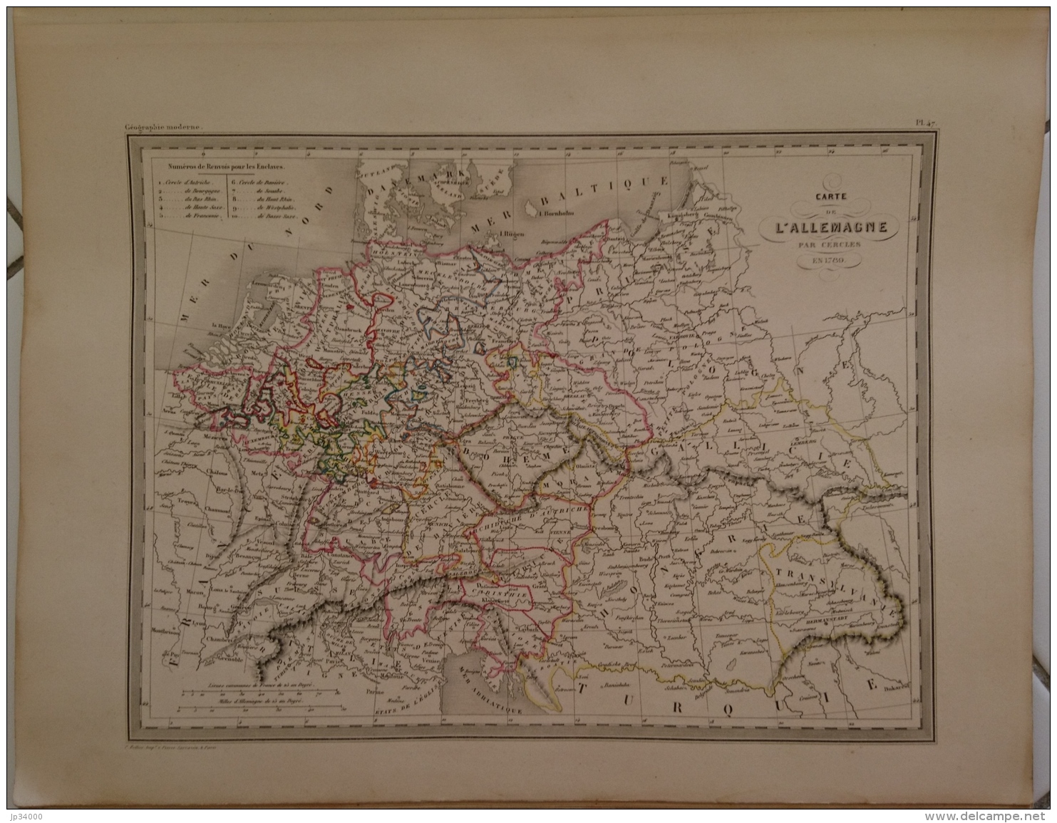 CARTE GEOGRAPHIQUE ANCIENNE: Carte De L' ALLEMAGNE Par CERCLES (garantie Authentique. Epoque 19 Eme Siecle) - Mapas Geográficas