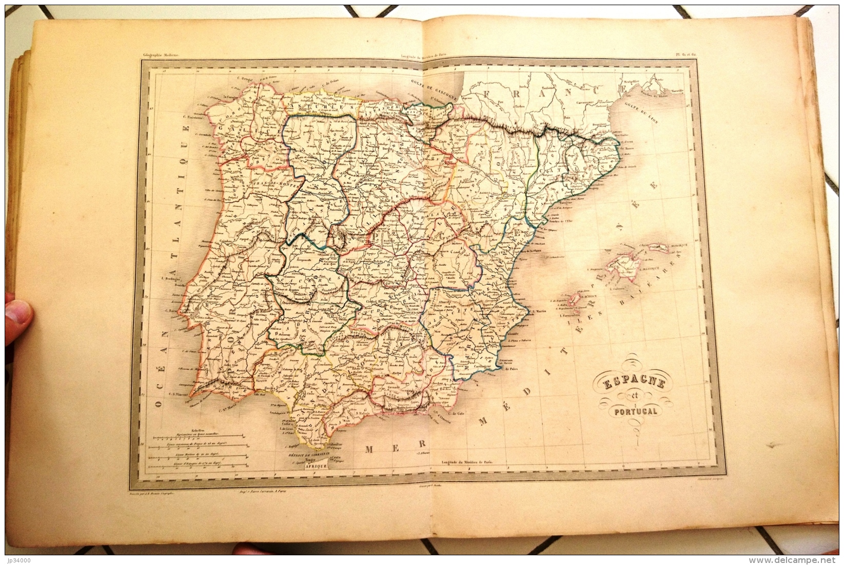 CARTE GEOGRAPHIQUE ANCIENNE: ESPAGNE ET PORTUGAL (garantie Authentique. Epoque 19 Eme Siecle) - Cartes Géographiques