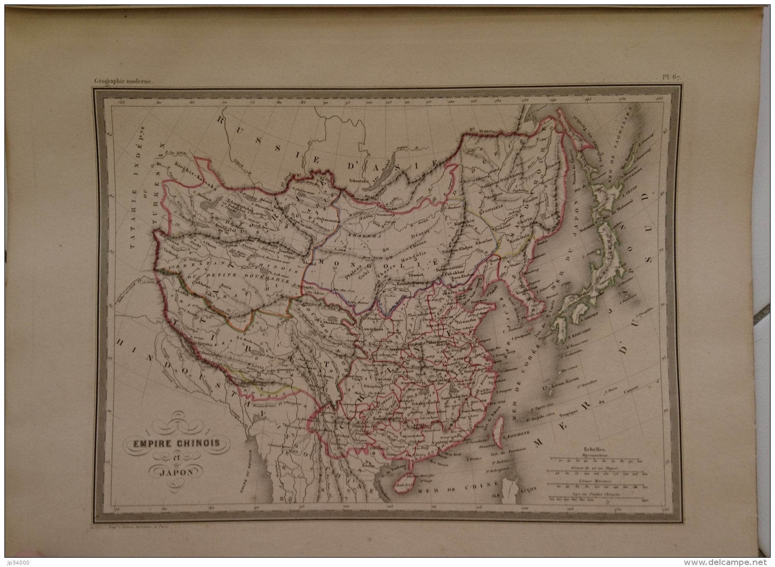 CARTE GEOGRAPHIQUE ANCIENNE: EMPIRE CHINOIS Et JAPON (garantie Authentique. Epoque 19 Eme Siecle) - Cartes Géographiques