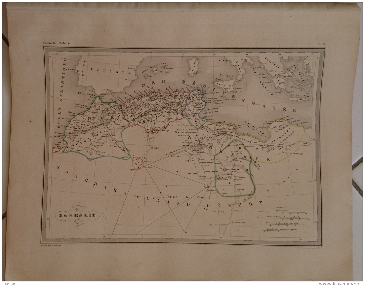 CARTE GEOGRAPHIQUE ANCIENNE: BARBARIE (garantie Authentique. Epoque 19 Eme Siecle) - Cartes Géographiques