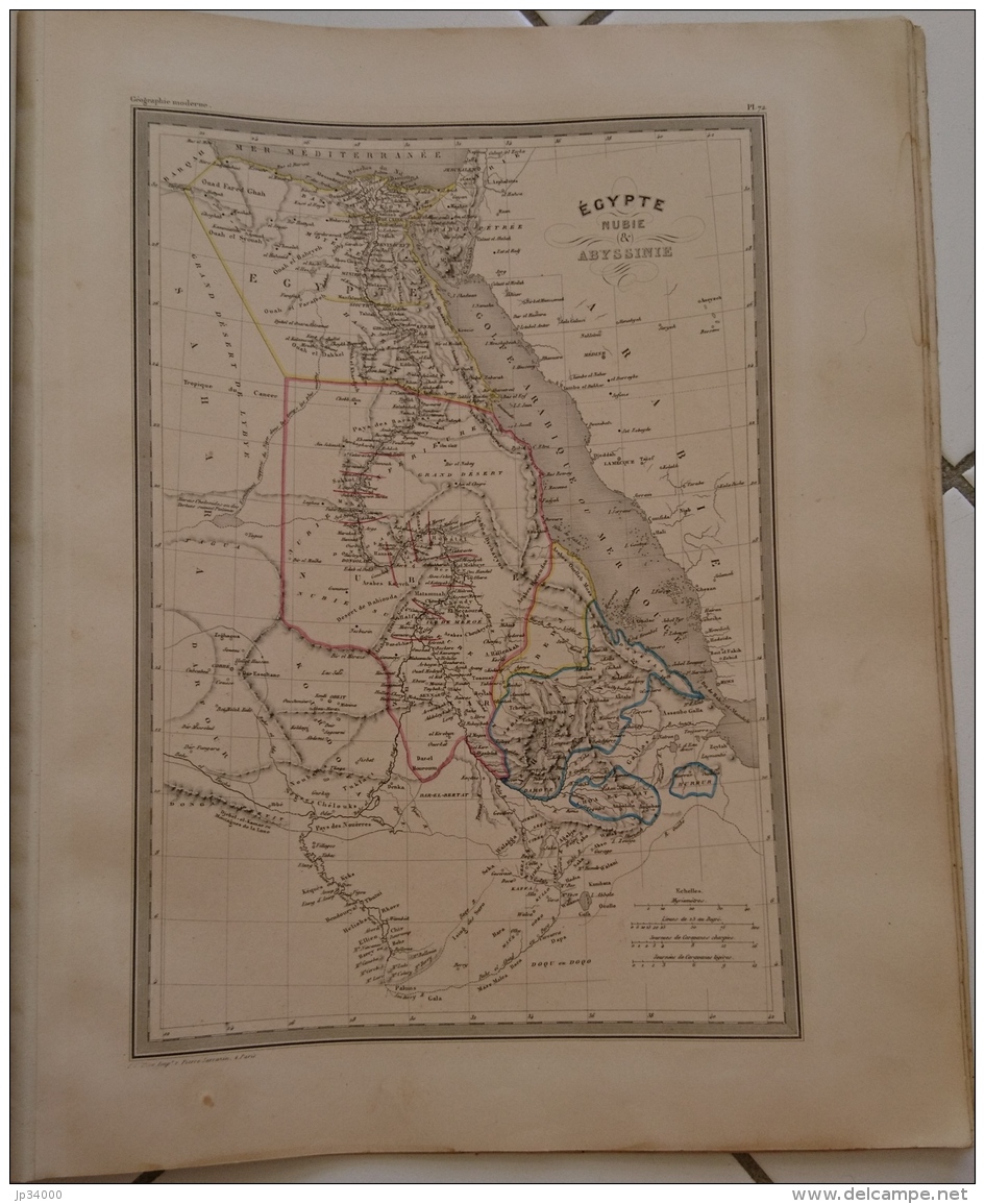 CARTE GEOGRAPHIQUE ANCIENNE: EGYPTE, NUBIE, ABYSSINIE(garantie Authentique. Epoque 19 Eme Siecle) - Cartes Géographiques