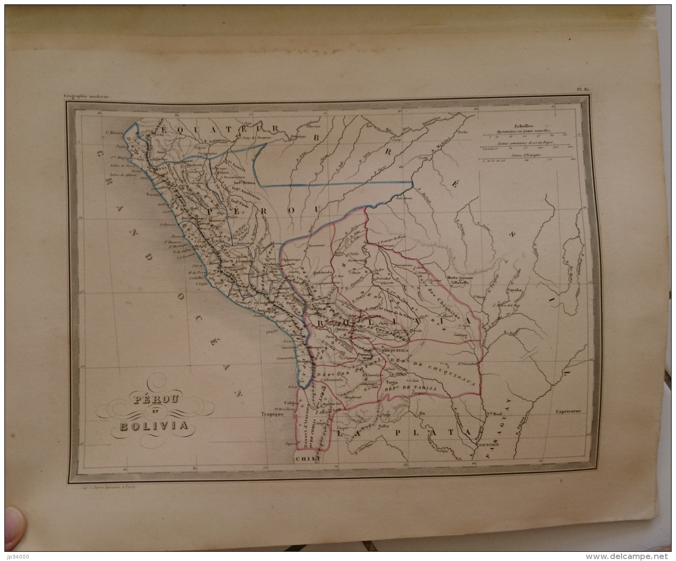 CARTE GEOGRAPHIQUE ANCIENNE: PEROU Et BOLIVIA (garantie Authentique. Epoque 19 Eme Siecle) - Cartes Géographiques