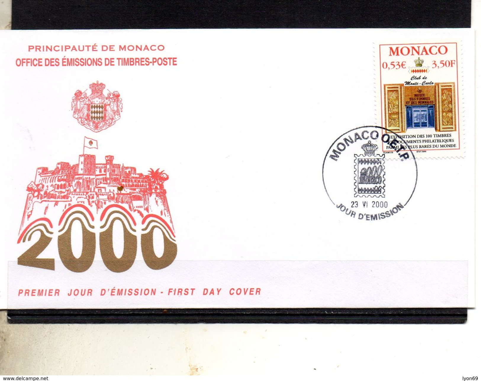 FDC MONACO   EXPOQITION 100 TIMBRES   TIMBRE   N° YVERT ET TELLIER    2255   2000 - FDC