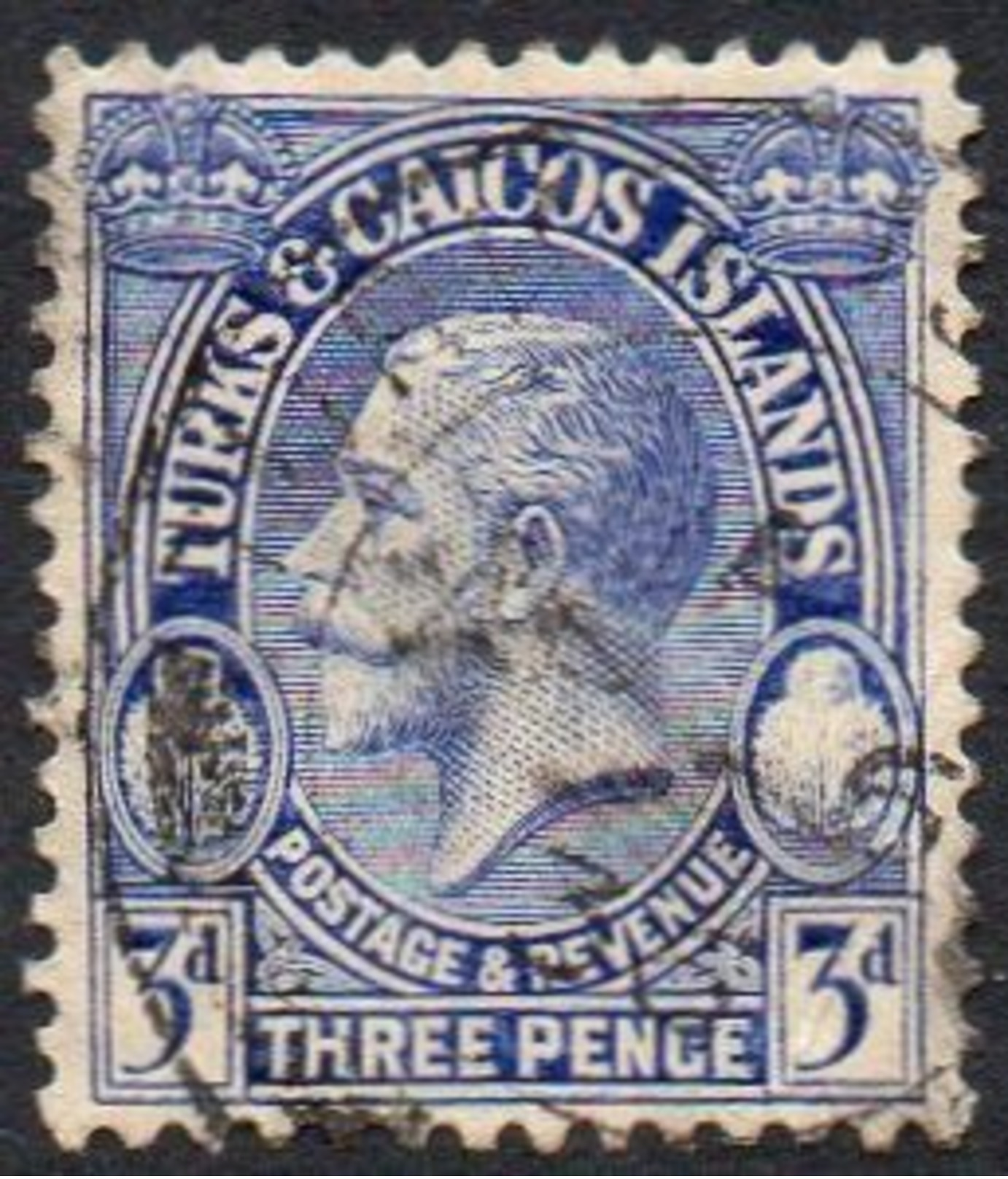 TURKS & CAICOS ISLANDS 1928 3d Bright Blue Used - Turks And Caicos